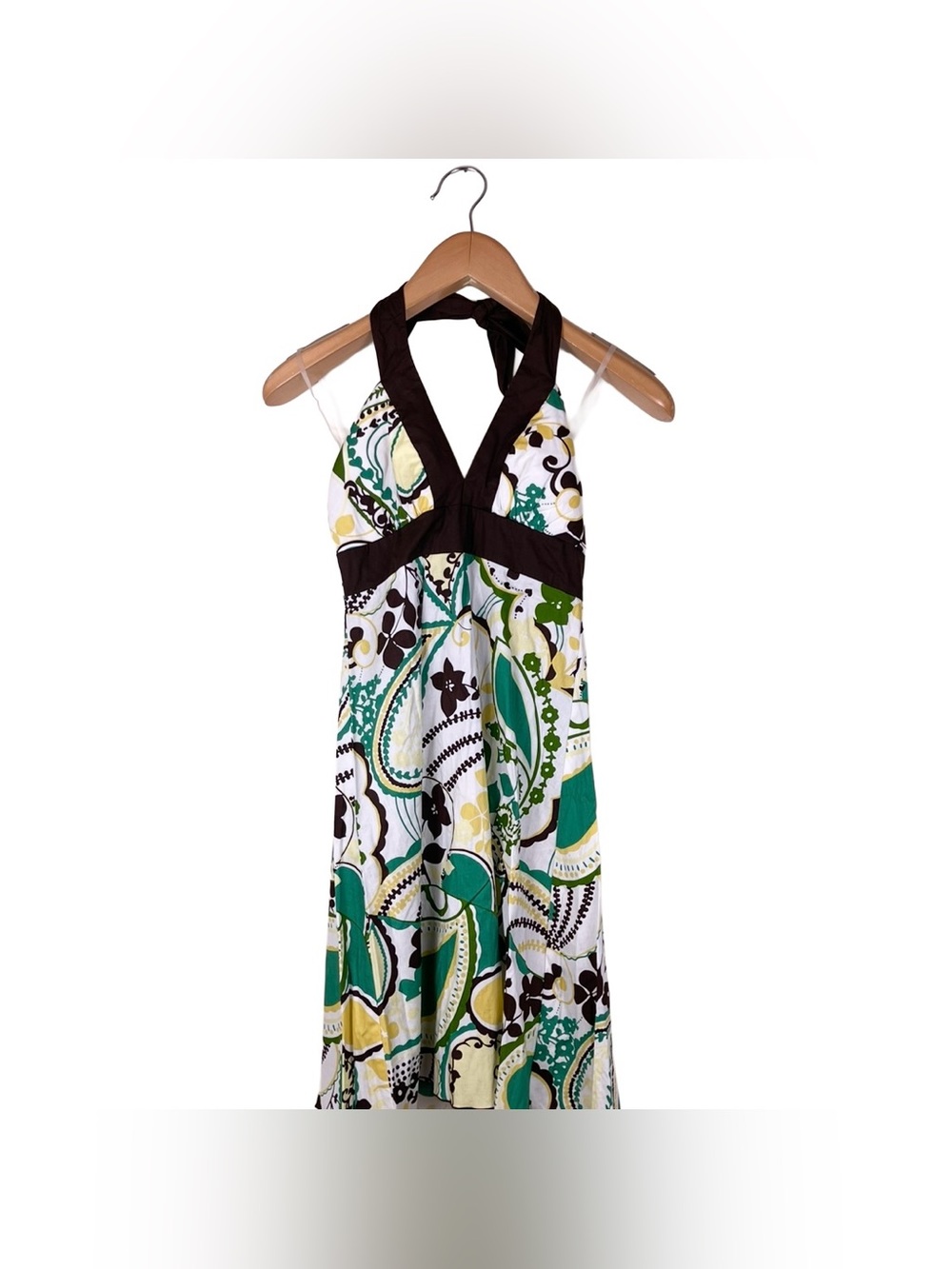 Vintage Y2K Speechless Halter Dress Brown White Floral Babydoll Fairy Size 5